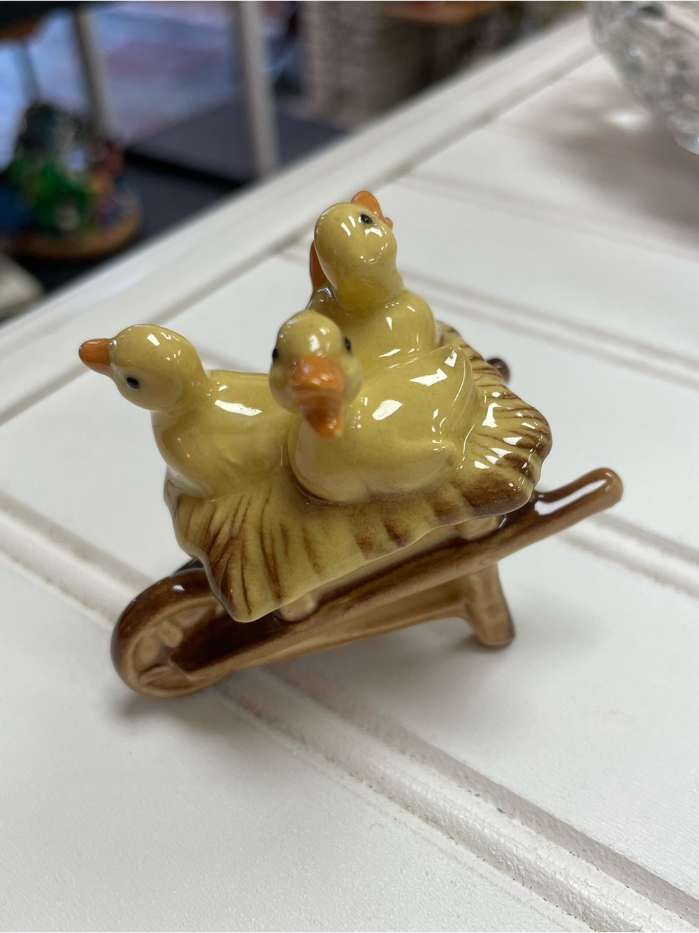 Vintage Rare Hagen Renaker Storybook Chicks in Wheelbarrow Figurine